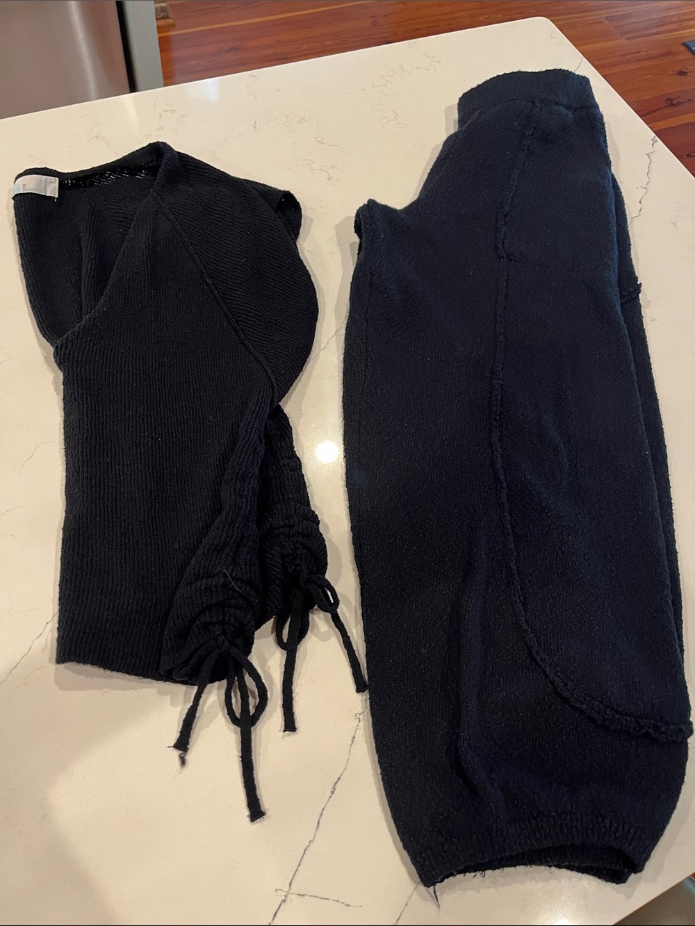 Free People Black Knit Track Pants & Joggers Set